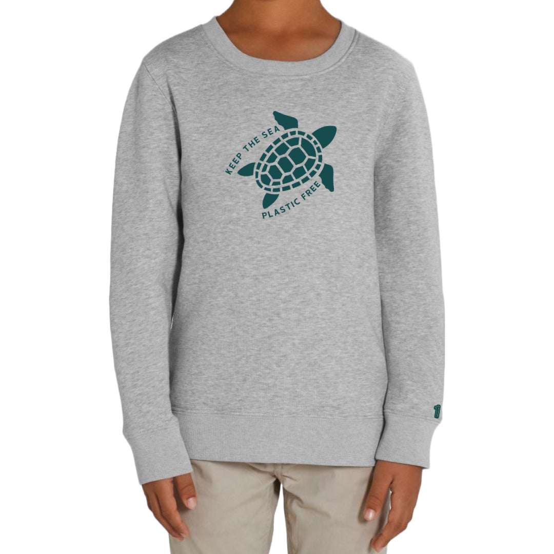 Sweater Keep the Sea Plastic Free grijs/donkergroen