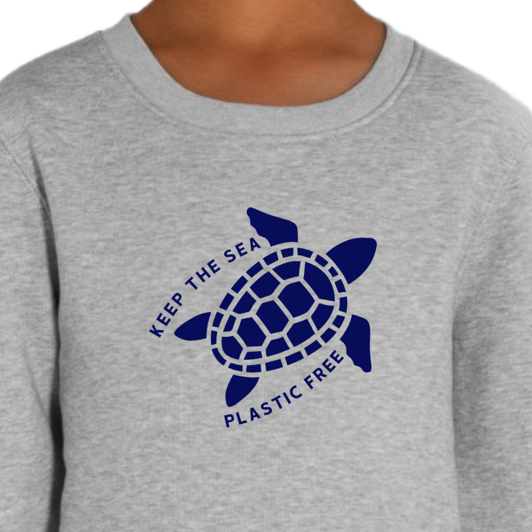 Sweater Keep the Sea Plastic Free grijs/donkerblauw