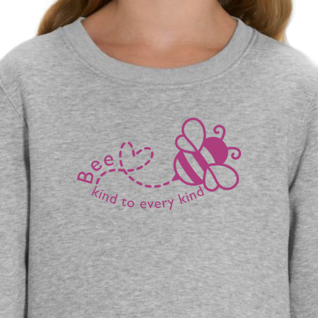 Sweater Bee kind to every kind grijs/donkerblauw