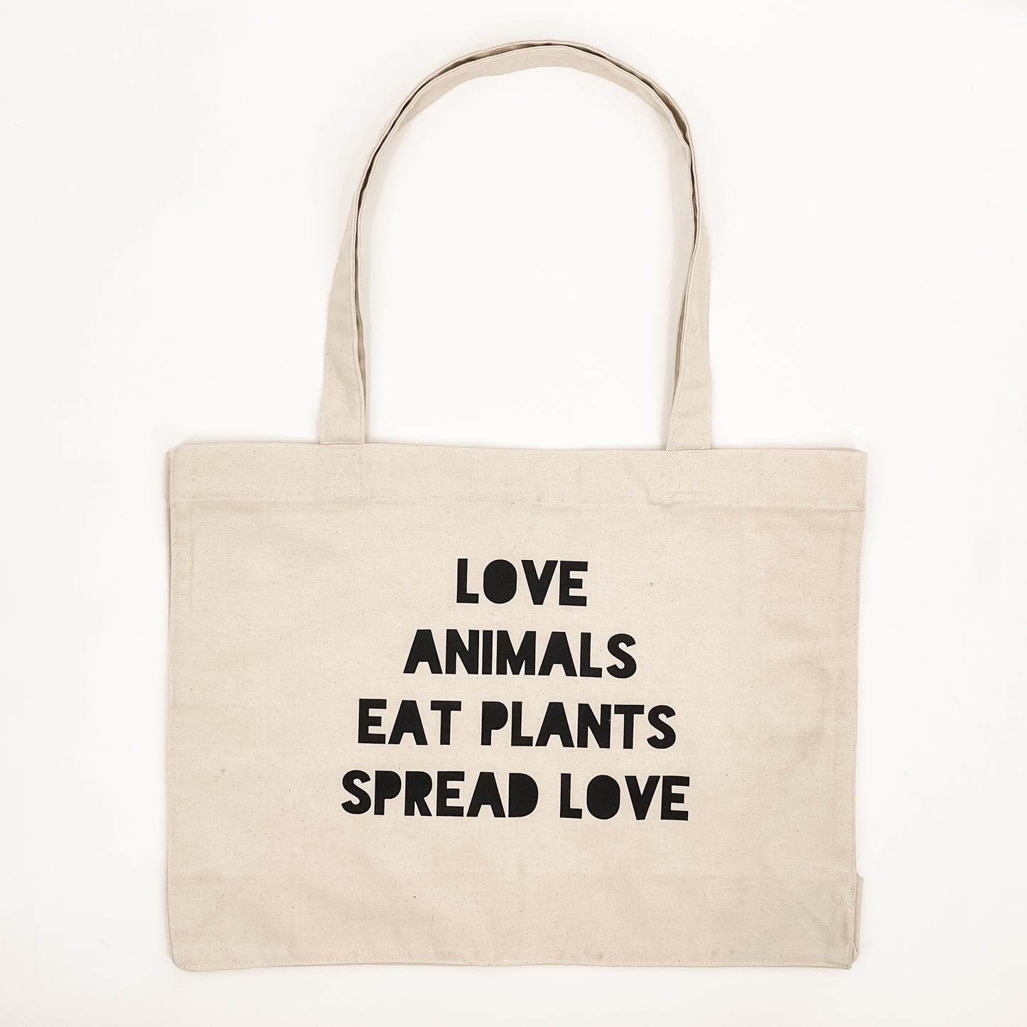 Canvas tas XL Love Animals Eat Plants Spread Love